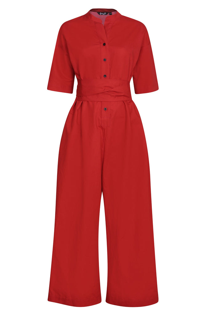Red Jumpsuit in Organic Cotton / Hemp - SAMPLE