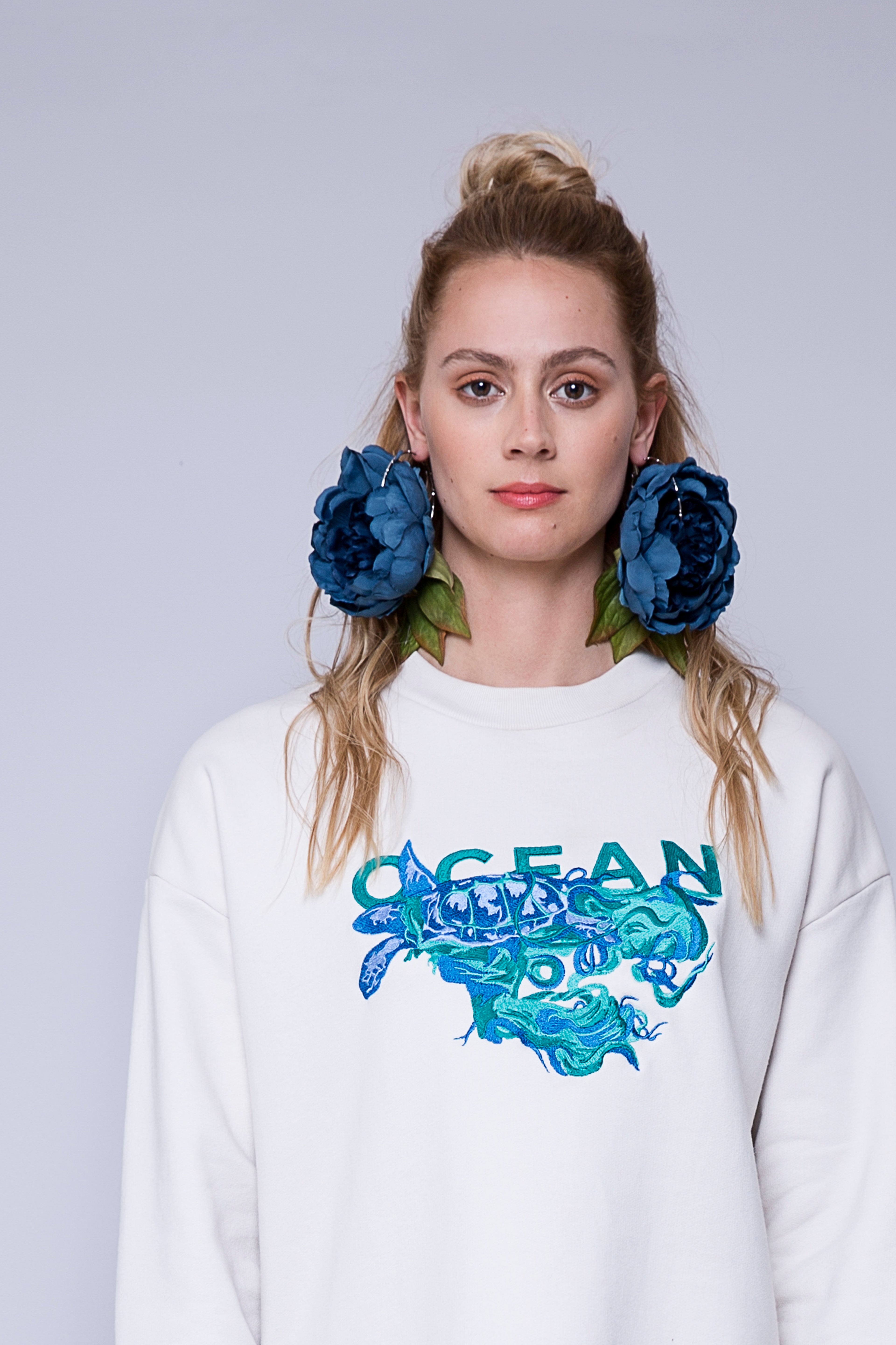 Ocean Embroidered Sweatshirt - SAMPLE