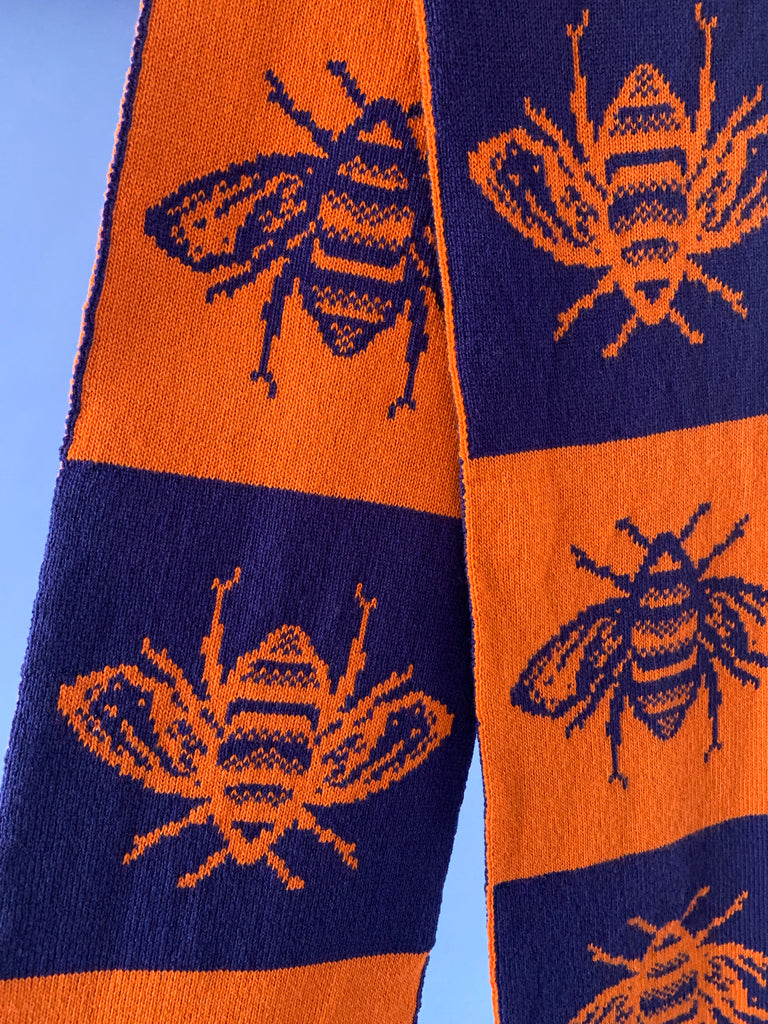 Bee Scarf in Orange and Navy