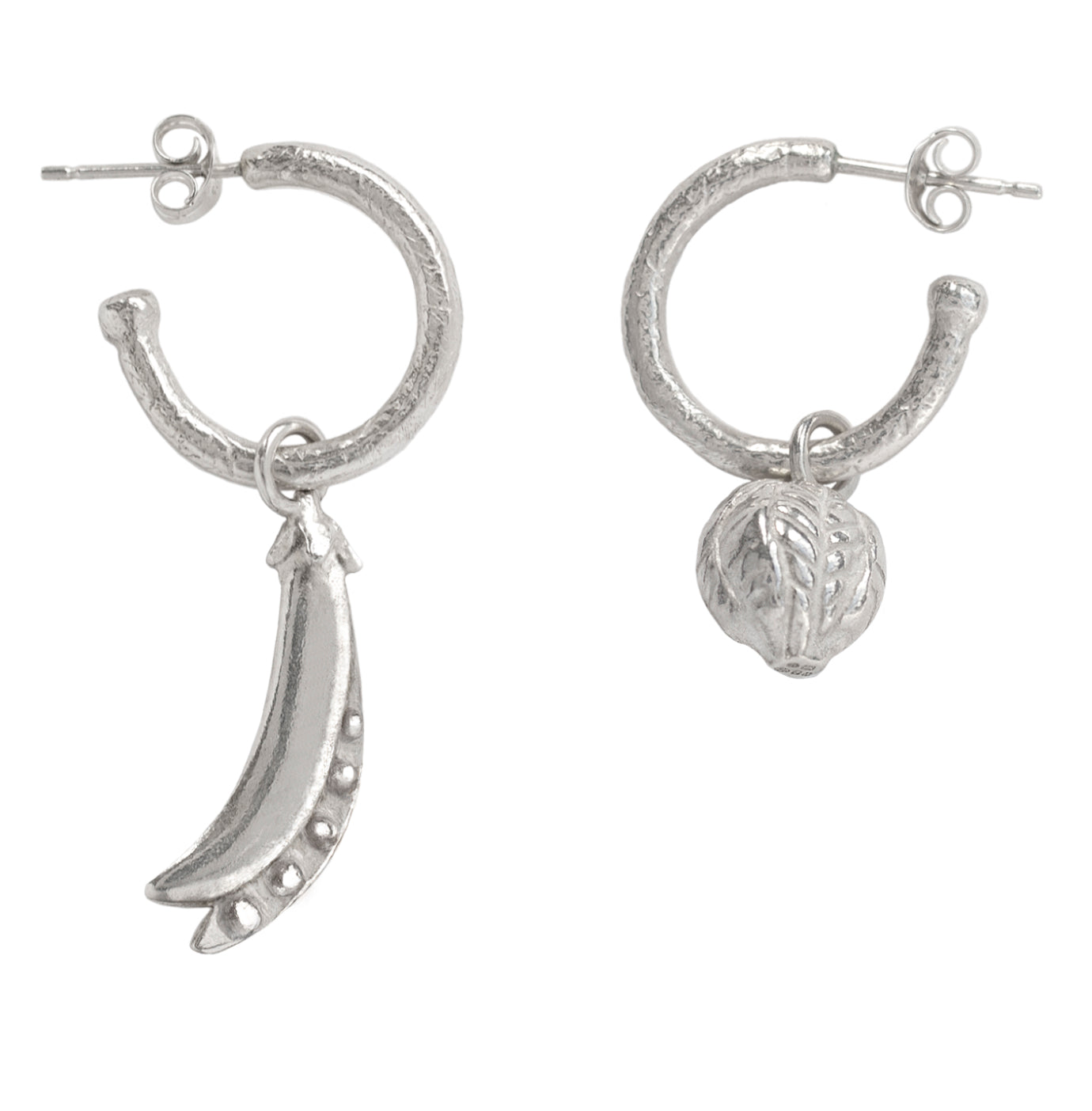 Protein Charm Hoops in Silver